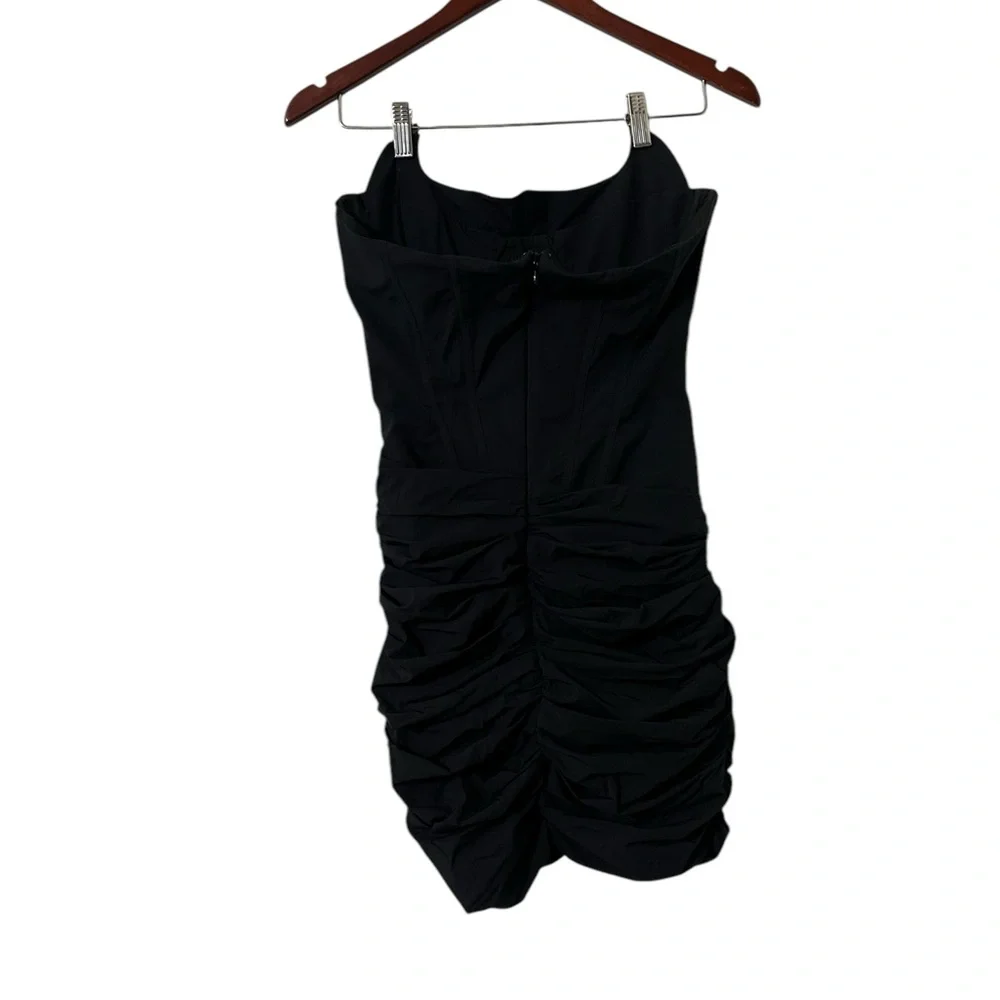 MISTRESS ROCKS Corset Bustier Black Ruched Strapless Mini Dress - Picture 8 of 11